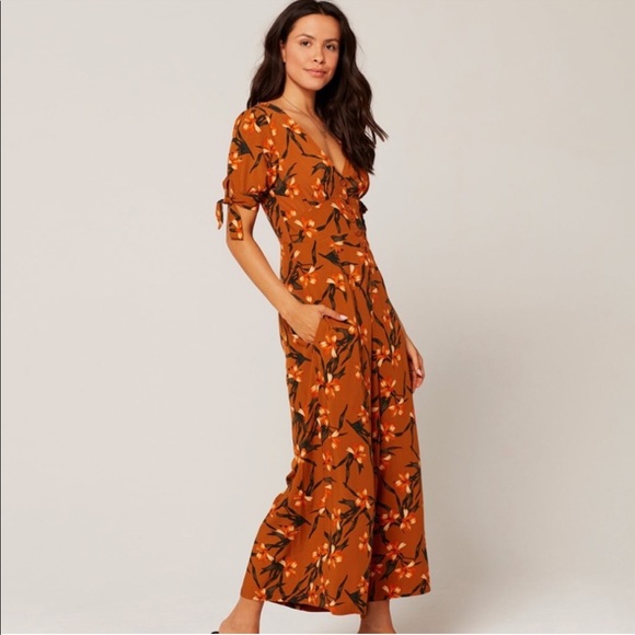 L*Space dolce floral orange jumpsuit size L large - Picture 2 of 7